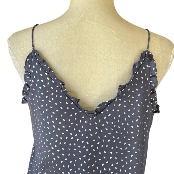 Express Ruffle Trim Cami Top Women’s Size S Blue Silver Print Lined Lightweight - Picture 5 of 8